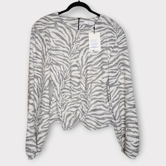 NEW Gestuz Womens Iria Tiger Stripe Long Sleeve Textured Blouse L Bold Print - Picture 2 of 8